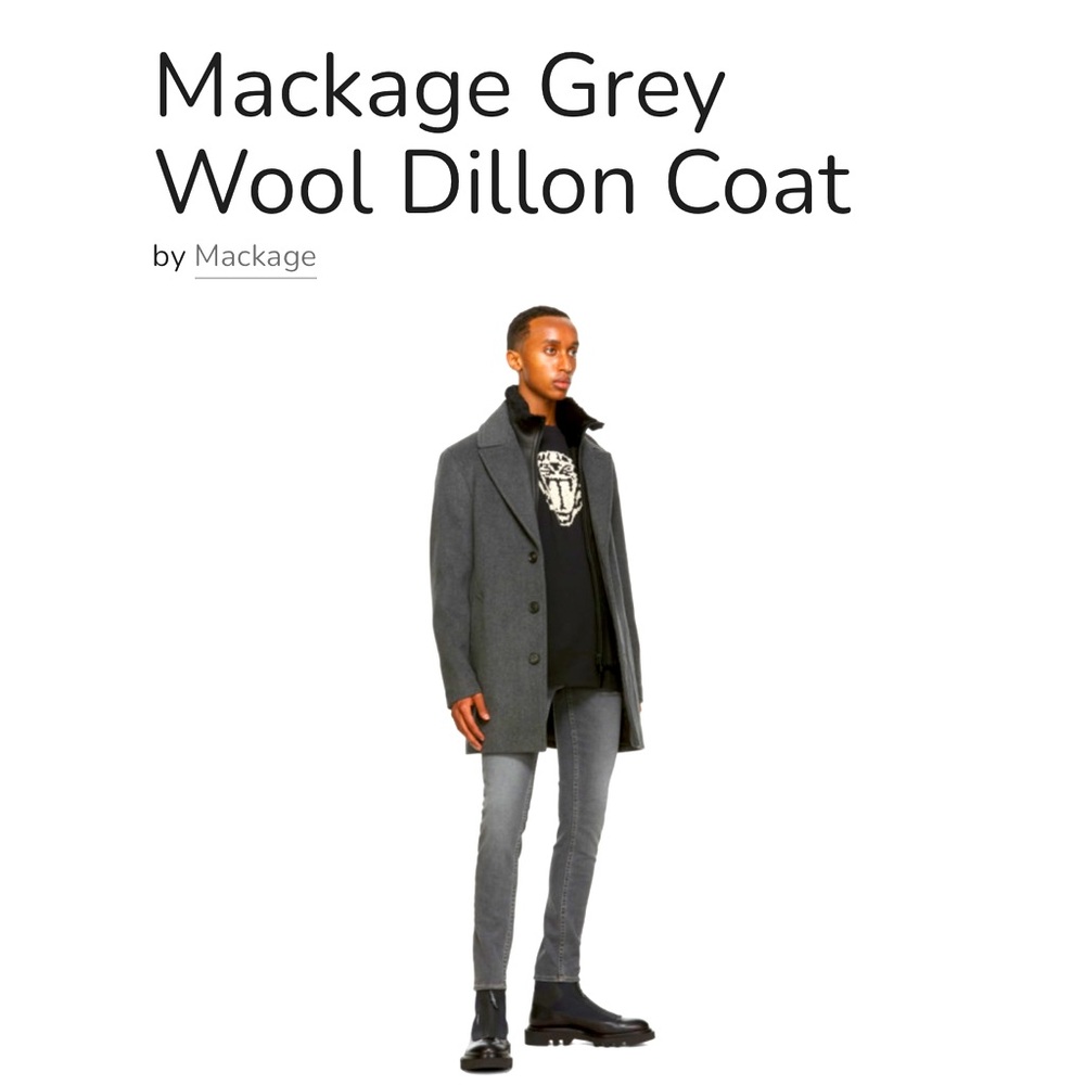 Mackage Men’s Grey Wool Dillon Coat